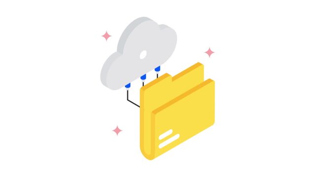 Cloud Folder isometric animation MP4 file