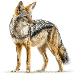 Fototapeta premium Black Backed Jackal Standing Isolated on Transparent Background