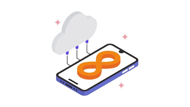 Cloud Devops isometric animation MP4 file
