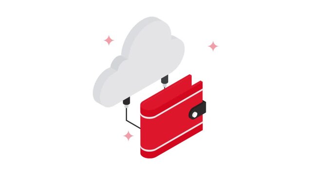 Cloud Wallet isometric animation MP4 file