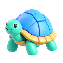 a close up of a toy turtle with a blue shell