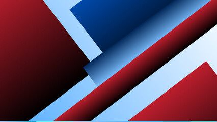 Abstract Red and Blue Geometric Background with Overlapping Gradient Shapes.