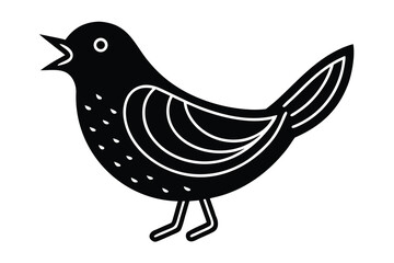bird singing line art icon