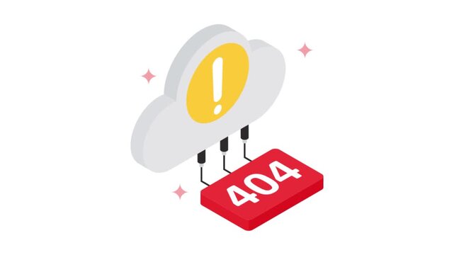 Cloud 404 Error isometric animation MP4 file