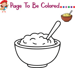 Thanksgiving Mashed Potatoes Coloring Page – Bowl of Mashed Potatoes with Spoon – Fun Kids Activity Printable for Preschool and Kindergarten