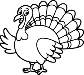 Thanksgiving Turkey Coloring Page – Cute Cartoon Turkey Illustration for Kids – Fun Activity Printable for Preschool and Kindergarten