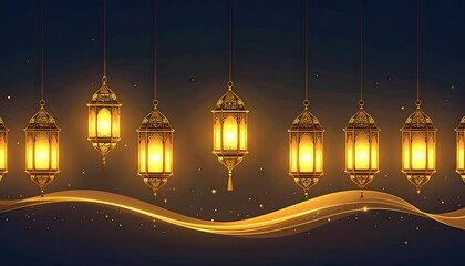 Ornamental Lanterns with Golden Ribbon