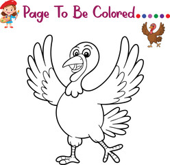 Thanksgiving Happy Turkey Coloring Page – Cute Dancing Turkey with Open Wings – Fun Kids Activity Printable for Preschool and Kindergarten