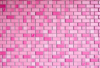 A wall clad in varying shades of pink tiles, showcasing a textured surface,  art,  pink texture