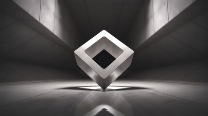 A stylized square-shaped graphic. The image seems to represent a modern design element in an industrial or architectural setting, rendered in grayscale.