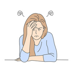 Cartoon illustration of a concerned woman with her head resting on her hand, conveying stress and worry