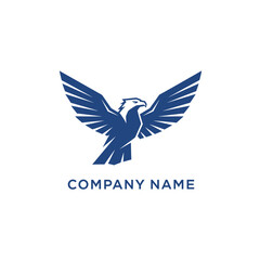Fototapeta premium Stylized blue eagle logo with spread wings for corporate identity.