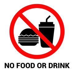 no food or drink area sign, food and drink prohibition sign