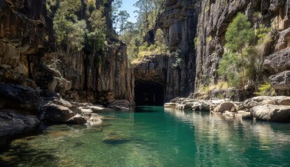 A tranquil gorge with clear water