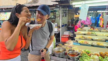 couple in a street market