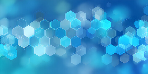 Abstract hexagons glow with soft light creating a futuristic network on a blue gradient, evoking a sense of connectivity and technological advancement.