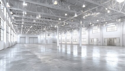 Empty, modern industrial warehouse