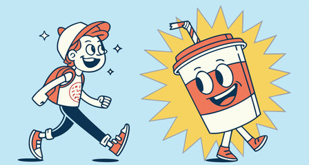 Coffee Time Friends, Cartoon Characters, Coffee and Friends, Animated Beverage, Coffee Crew, Fun Drink, Playful Characters, Coffee Animation, Friendship Brew, Joyful Drink, Cartoon Cups, Morning Gathe