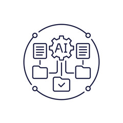 AI agent line icon, artificial intelligence for tasks automation