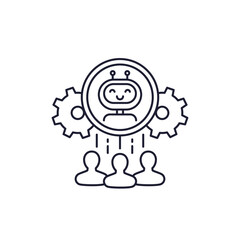 AI support icon, artificial intelligence and technology line design