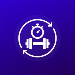 Obraz premium endurance training icon with dumbbell and stopwatch
