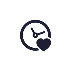 lifespan icon with a clock, time of life pictogram on white