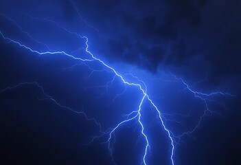 Fototapeta premium Dynamic electric blue streaks across dark stormy sky, mystical, wallpaper