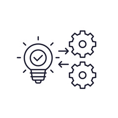 Implementation icon, idea execution line design on white