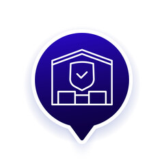 Warehouse insurance icon, line design