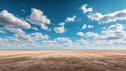 Fototapeta premium Vast, sun-drenched plain under a vibrant sky