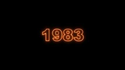 Orange Neon Glow Number 1983 Centered on Black Background year numbers
