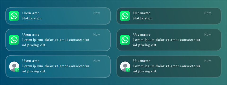 Notification template on iOS app screen. Showing chat alerts, message preview, and modern mobile interface for social media ads