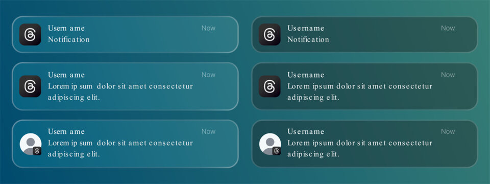 Notification template on iOS app screen. Showing chat alerts, message preview, and modern mobile interface for social media ads