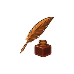 Quill Pen and Ink Bottle Icon