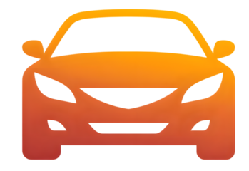 Orange abstract car front view isolated on transparent background