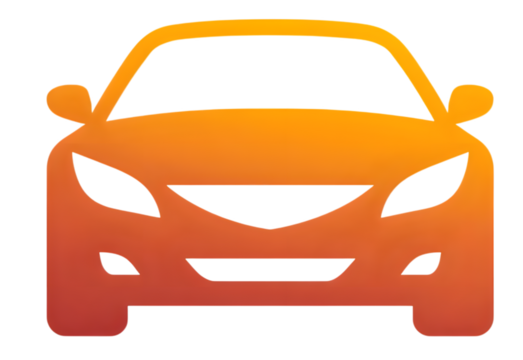 Orange abstract car front view isolated on transparent background