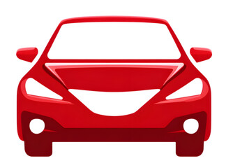 Red car front view isolated on transparent background