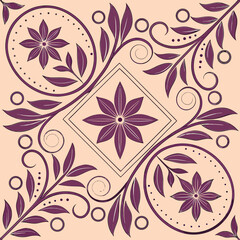 Elegant floral pattern with swirls and circles