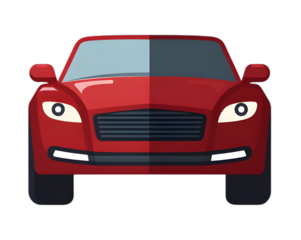 Front view of a red sports car with a transparent background