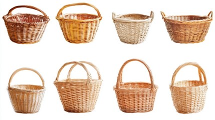 Various Handwoven Baskets in Different Colors and Sizes for Decor