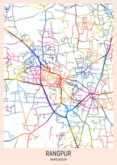 Rangpur Bangladesh City Map. downtown tourism, house art travel, scenic metropolis concept, travel art city, patriotic abstract banner