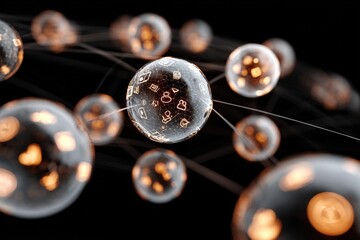 Abstract network of translucent spheres