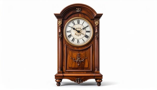 old wooden wall clock on white  - Powered by Adobe