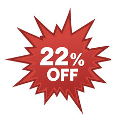 22% Off Discount Badge with Burst Effect, Promotional Sale Offer Label