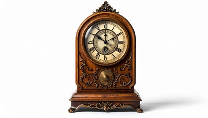 old wooden wall clock on white 