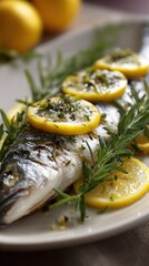 Roasted Sea Bass with Lemon & Rosemary