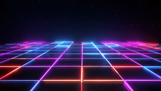 Neon grid floor, space theme