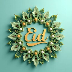 Modern 3D Eid greeting card or image