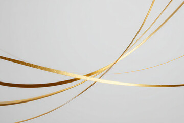 abstract golden lines gracefully traverse expanse of pristine white space creating visually engaging composition