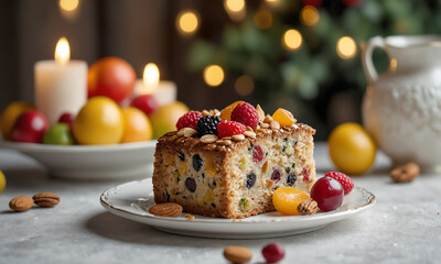 Christmas Food Illustration Fruit Cake